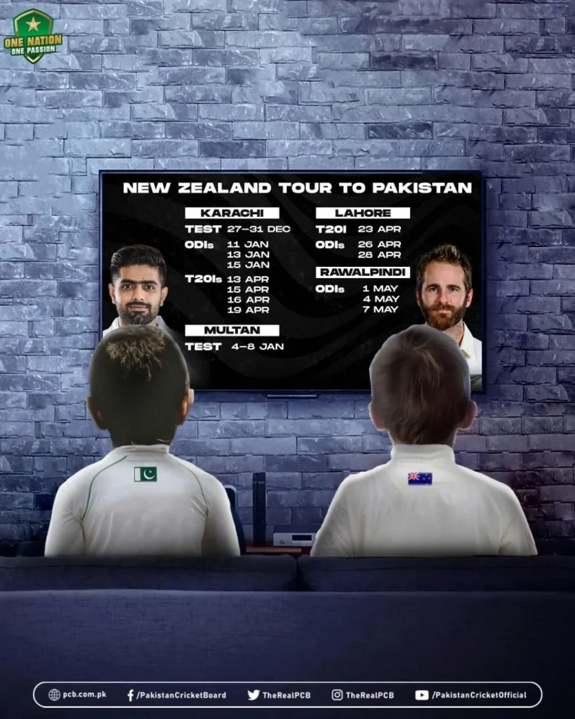 PCB Announced Schedule of New Zealand tour to Pakistan: 2022-23